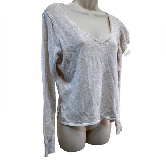 John + Jenn asymmetrical ruffled sweater in sand color - Picture 10 of 11